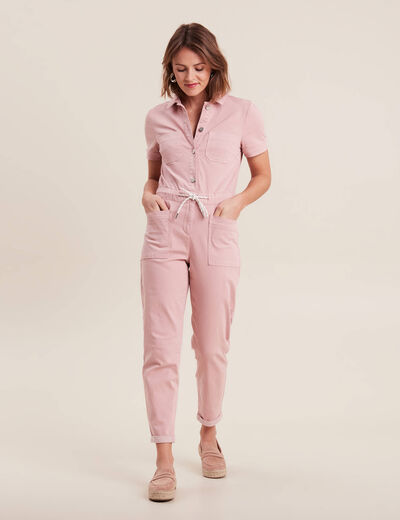 Combinaison pantalon boutonné rose pastel femme
