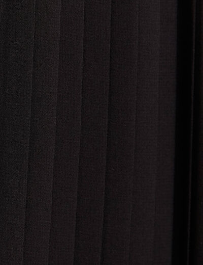 Jupe longue évasée plissée noir femme