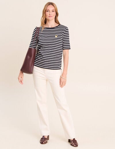 Jean taille haute sable femme