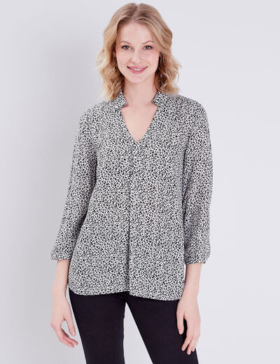Blouse manches 3/4 noir femme