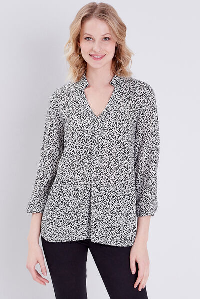 Blouse manches 3/4 noir femme