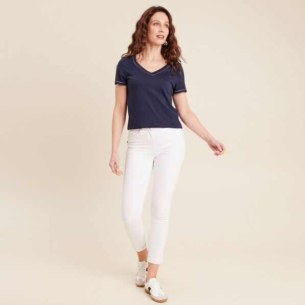 t shirt manches courtes bleu marine femme T-shirt manches courtes bleu marine femme