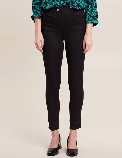 Pantalon léger taille haute 7/8ème noir femme