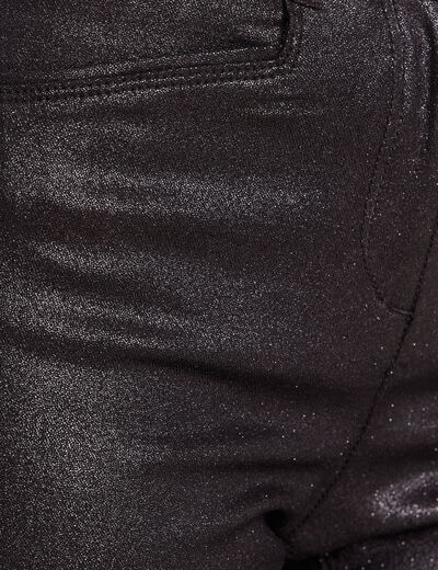 Pantalon iris&eacute; en similicuir noir femme