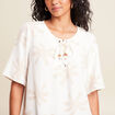 Blouse crêpe manches courtes beige femme