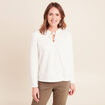 Blouse col rond nou&eacute; manches longues ecru femme