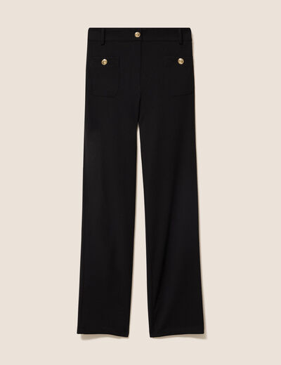 Pantalon coupe droite taille haute noir femme