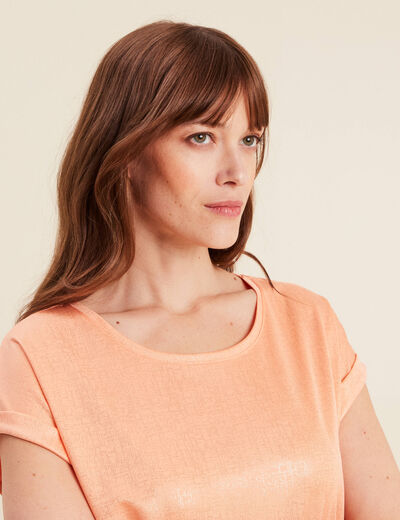 T-shirt manches courtes rose saumon femme