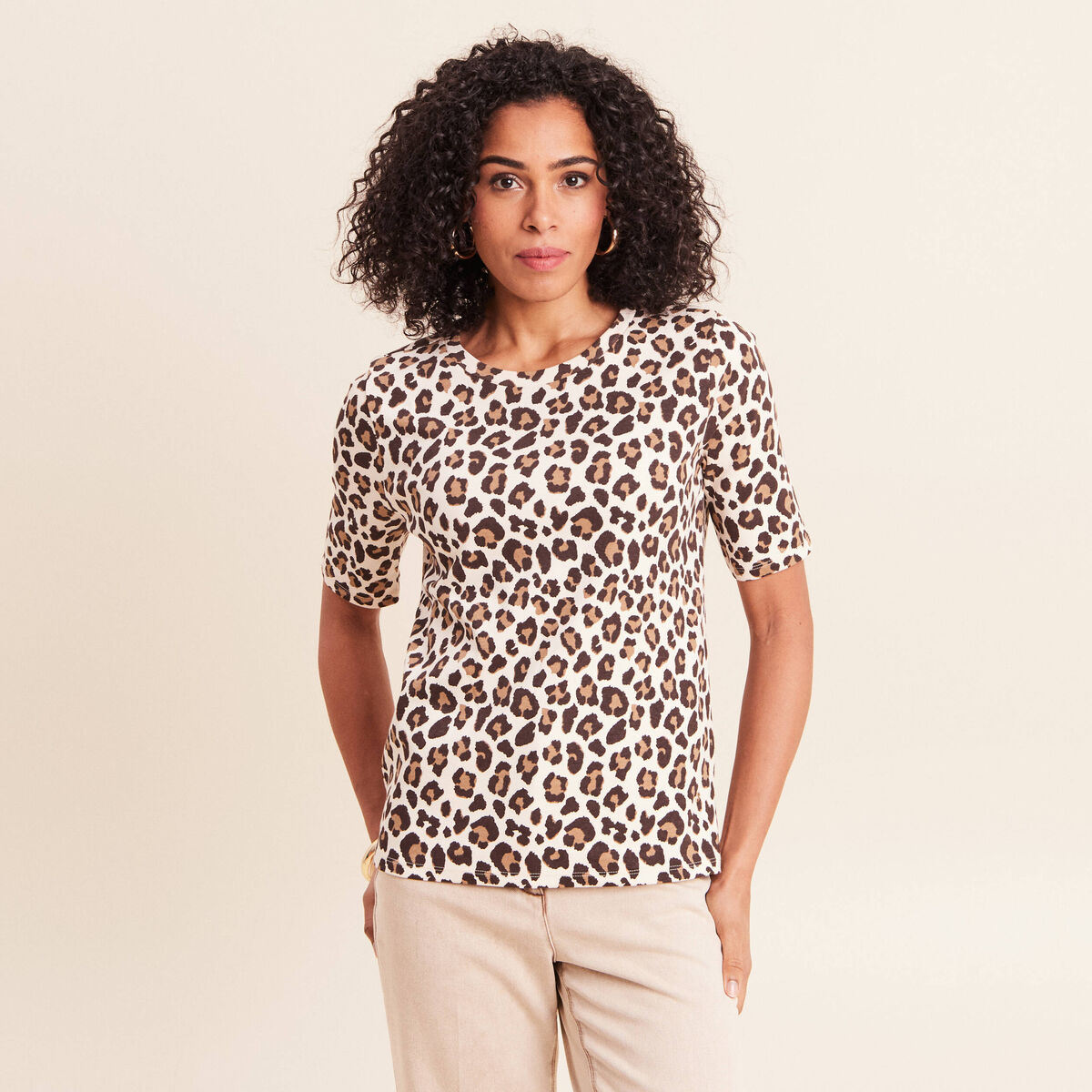 T-shirt en coton biologique marron femme
