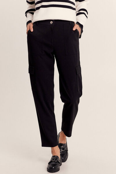 Pantalon cigarette 7/8ème noir femme