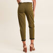 Pantalon coupe droite à coulisse vert olive femme