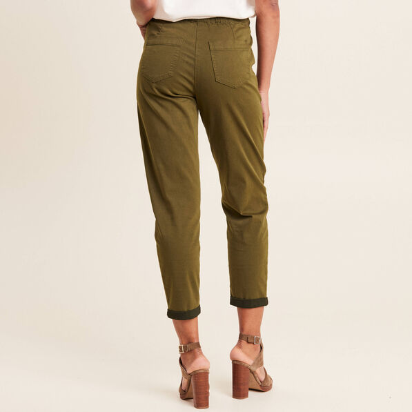 pantalon coupe droite a coulisse vert olive femme Pantalon coupe droite à coulisse vert olive femme