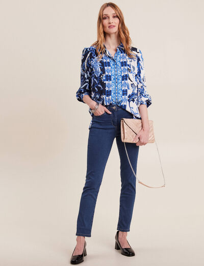 Chemise manches longues bleu electrique femme