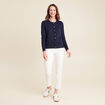 Gilet col rond bleu marine femme