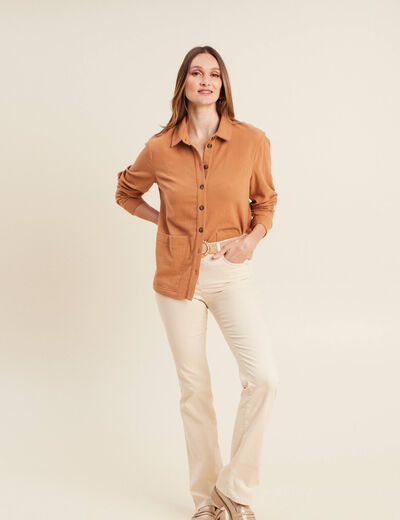 Surchemise manches longues camel femme