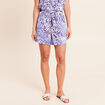 Short droit ceintur&eacute; bleu femme