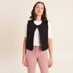 Gilet sans manches bouclette poches noir femme