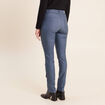 Pantalon enduit ajust&eacute; taille bascul&eacute;e bleu fonc&eacute; femme