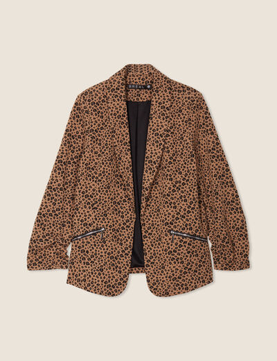 Veste tailleur col châle beige femme
