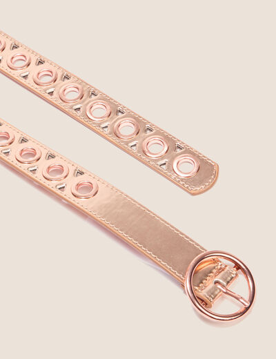 Ceinture à oeillets rose clair femme