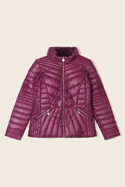 Doudoune courte cintrée déperlante violet foncé femme