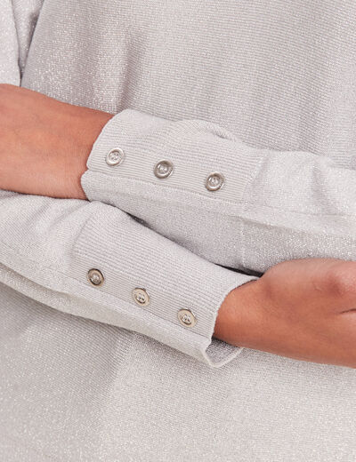 Pull manches longues couleur argent femme
