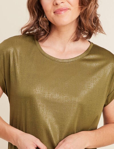 T-shirt manches courtes vert kaki femme