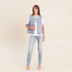 Veste cintr&eacute;e sans manches en jean denim double stone femme