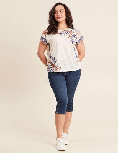 T-shirt manches courtes ecru femme