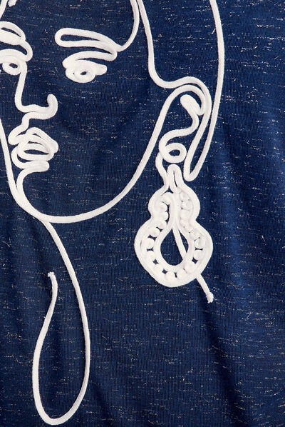T-shirt manches courtes bleu foncé femme
