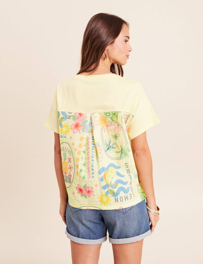 T-shirt droit manches courtes multicolore femme