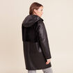 Manteau fausse fourrure capuche amovible noir femme