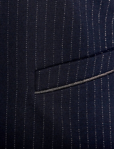 Veste ajustée col châle bleu marine femme