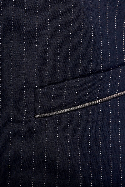 Veste ajustée col châle bleu marine femme