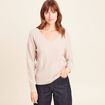 Pull col v manches longues brillant couleur or femme