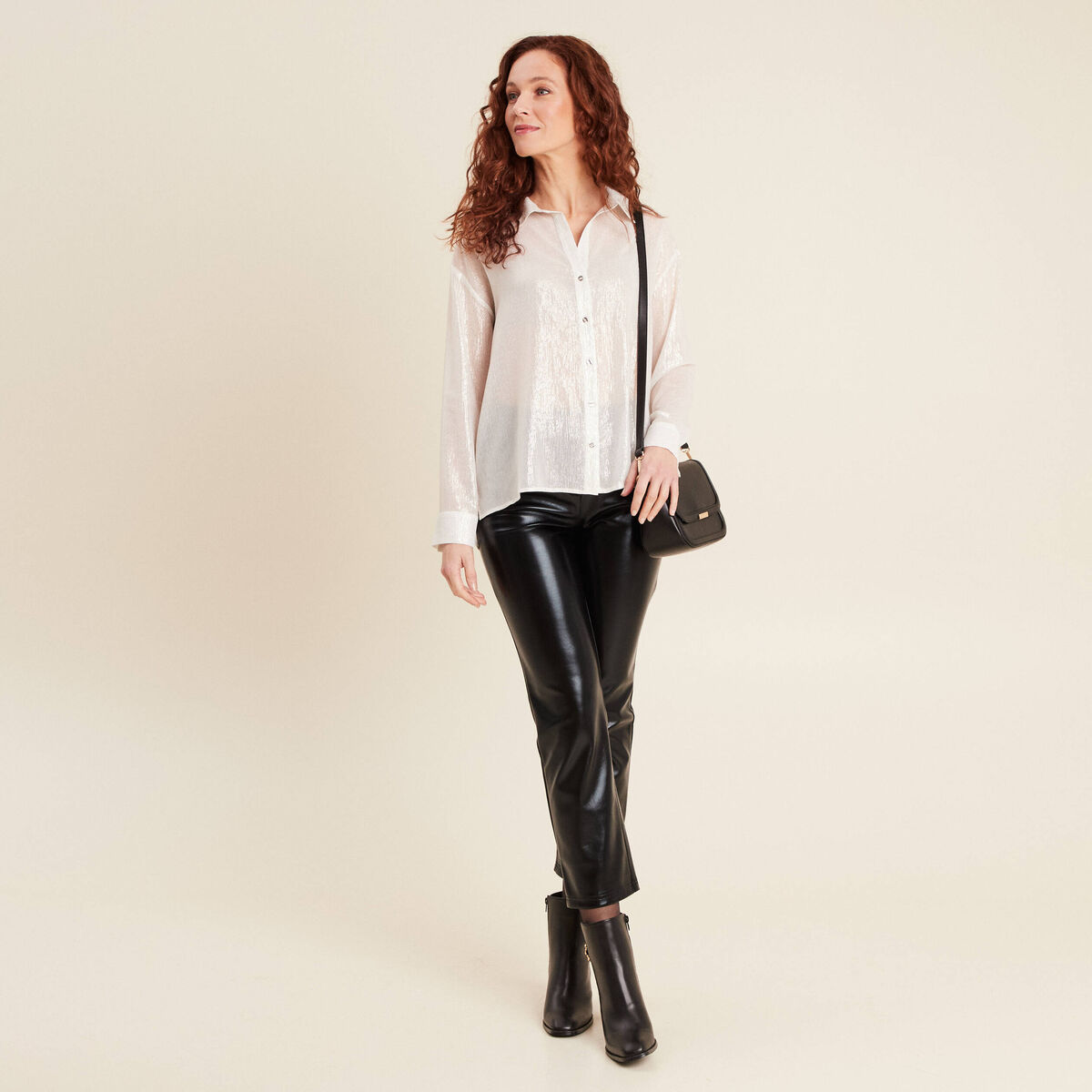 Chemise manches longues irisée blanc femme