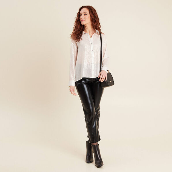 Chemise manches longues irisée blanc femme