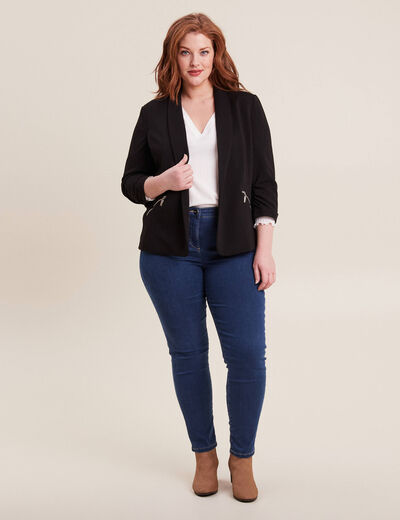 Veste esprit tailleur ajustée noir femme