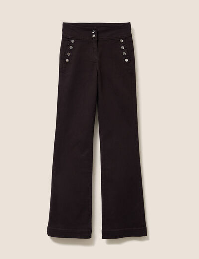 Pantalon coupe bootcut &agrave; pont marron fonc&eacute; femme