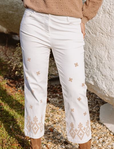 Pantalon magique Le L&eacute;ger coupe droite beige femme