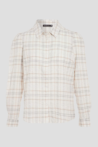 Chemise manches longues beige femme
