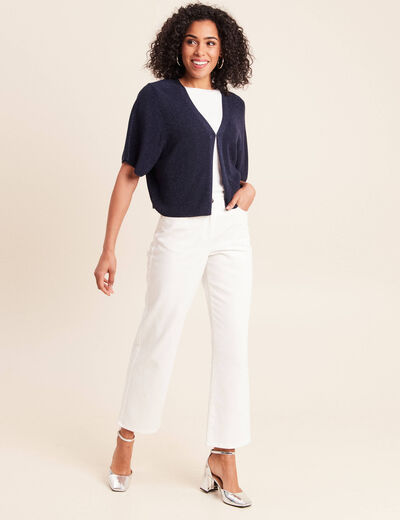 Gilet manches courtes bleu marine femme