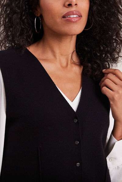 Gilet veston sans manches noir femme