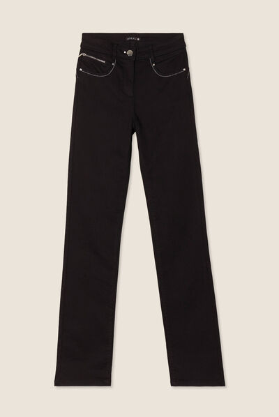 Pantalon évasé taille haute noir femme