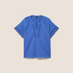 Blouse col v manches courtes bleu roi femme