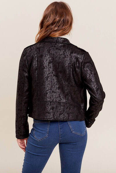 Veste perfecto suédine noir femme