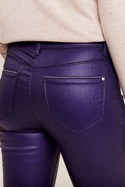 Pantalon ajusté aspect irisé violet foncé femme