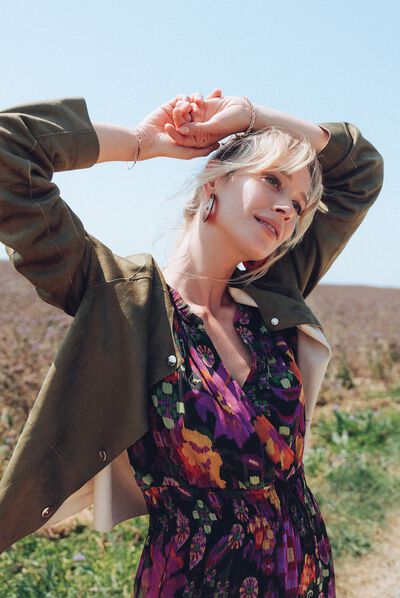 Veste droite réversible beige femme