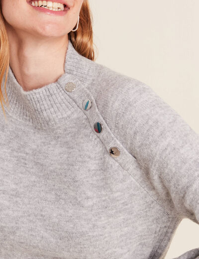 Robe pull droite col montant gris clair femme