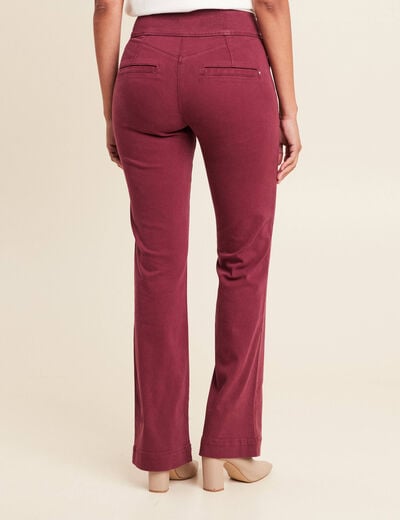 Pantalon coupe bootcut &agrave; pont bordeaux femme